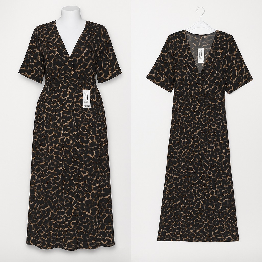 Plus Leopard Ruffle Beach Midi Dress